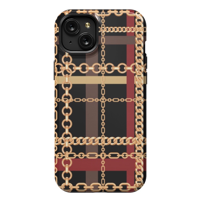 iPhone 15 Plus StrongFit Golden chains red black by MALLIKA