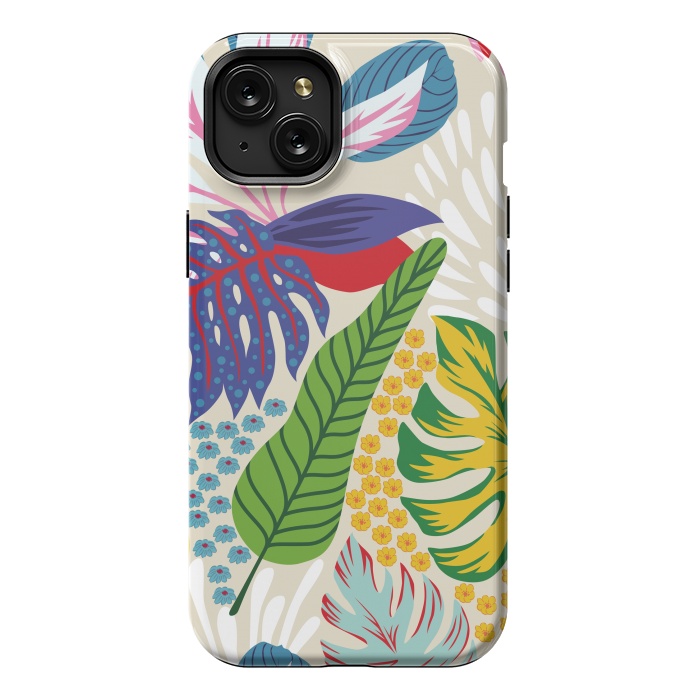 iPhone 15 Plus StrongFit Abstract Color Tropical Leaves by ArtsCase