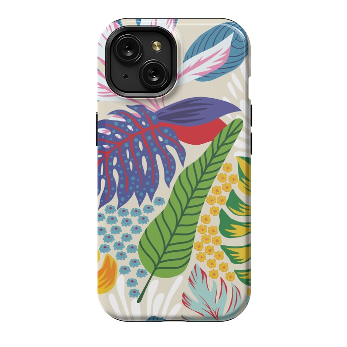 iPhone 15 StrongFit Abstract Color Tropical Leaves by ArtsCase