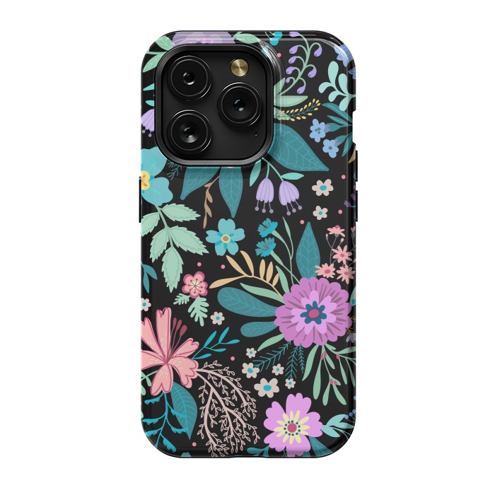 iPhone 15 Pro StrongFit Amazing Floral Pattern With Bright Colorful Flowers by ArtsCase