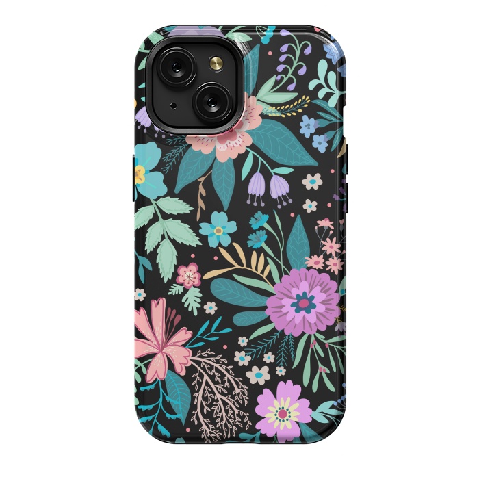 iPhone 15 StrongFit Amazing Floral Pattern With Bright Colorful Flowers by ArtsCase