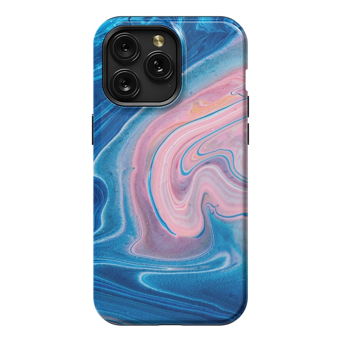 iPhone 15 Pro Max StrongFit Blue Acrylic Pour Color Liquid Marble by ArtsCase