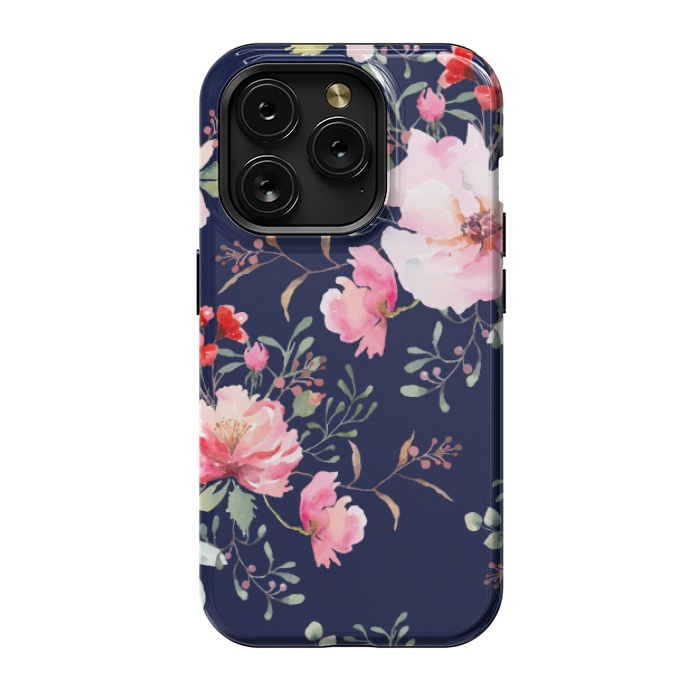 iPhone 15 Pro StrongFit blue pink floral pattern 4 by MALLIKA