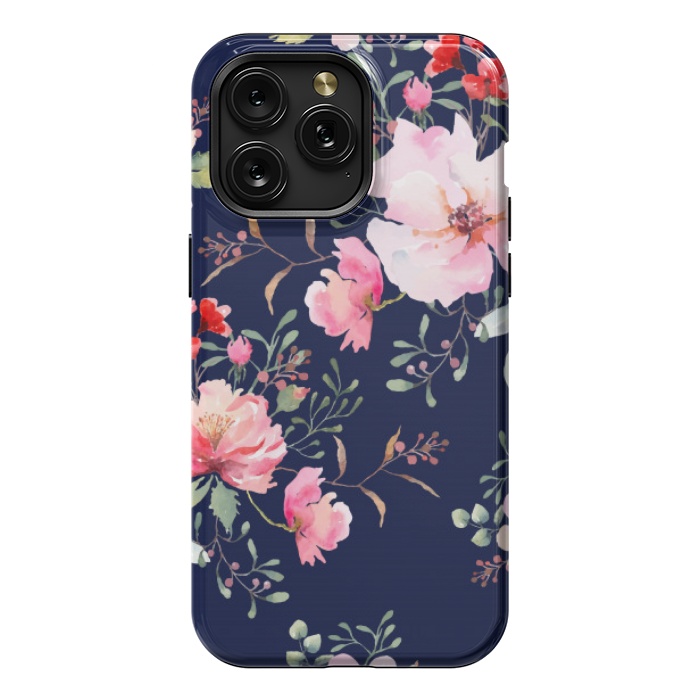 iPhone 15 Pro Max StrongFit blue pink floral pattern 4 by MALLIKA