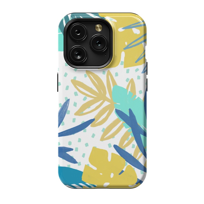 iPhone 15 Pro StrongFit Playful colorful jungle leaves by Oana 