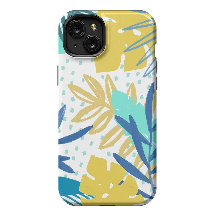 iPhone 15 Plus StrongFit Playful colorful jungle leaves by Oana 