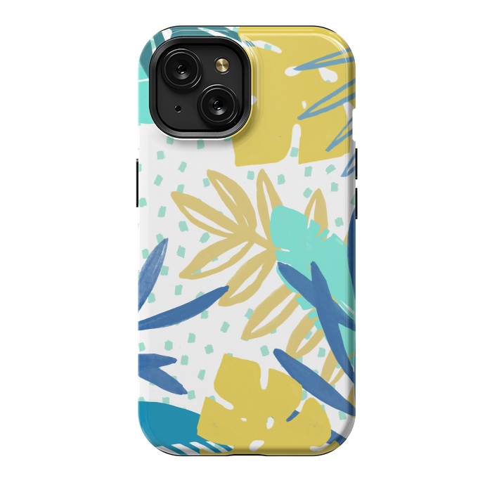 iPhone 15 StrongFit Playful colorful jungle leaves by Oana 