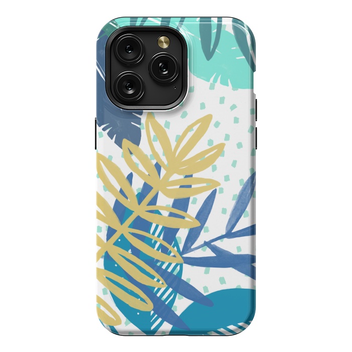 iPhone 15 Pro Max StrongFit Spotted modern tropical leaves by Oana 