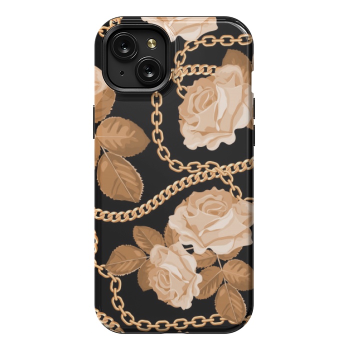 iPhone 15 Plus StrongFit copper floral chains by MALLIKA