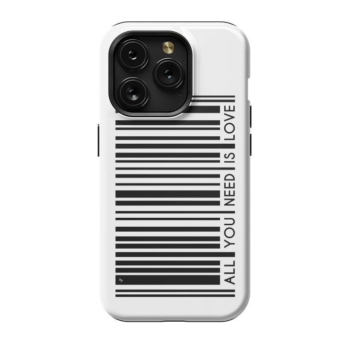 iPhone 15 Pro StrongFit All you need is Love Bar Code by Martina