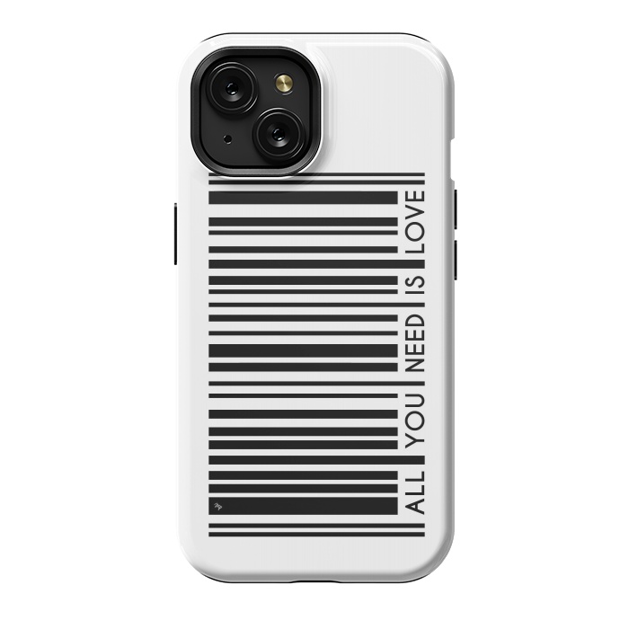 iPhone 15 StrongFit All you need is Love Bar Code by Martina