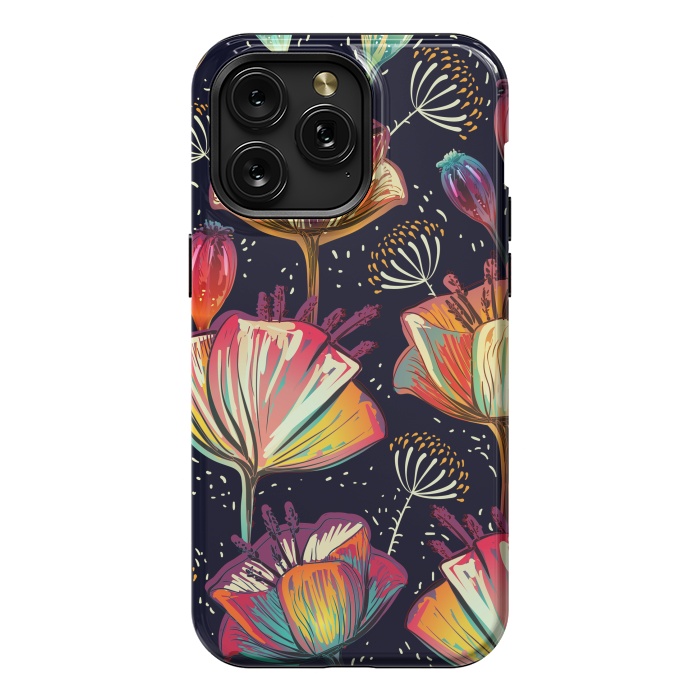 iPhone 15 Pro Max StrongFit Colorful Seamless Vector Pattern with Flowers and Plants by ArtsCase