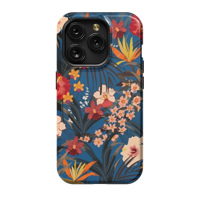 iPhone 15 Pro StrongFit Fashionable Tropical Environment with Deep Jungle Plants by ArtsCase