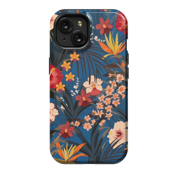 iPhone 15 StrongFit Fashionable Tropical Environment with Deep Jungle Plants by ArtsCase