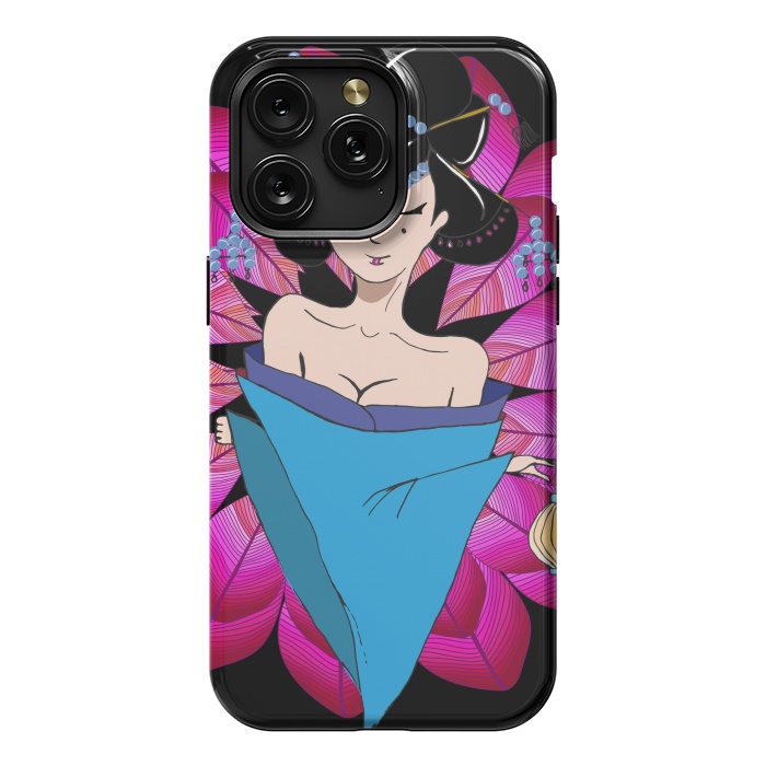 iPhone 15 Pro Max StrongFit Geisha Girl with Lantern on Leaves by ArtsCase
