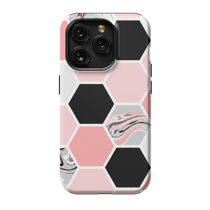 iPhone 15 Pro StrongFit Geometric Stretch Pattern with Hexagonal by ArtsCase