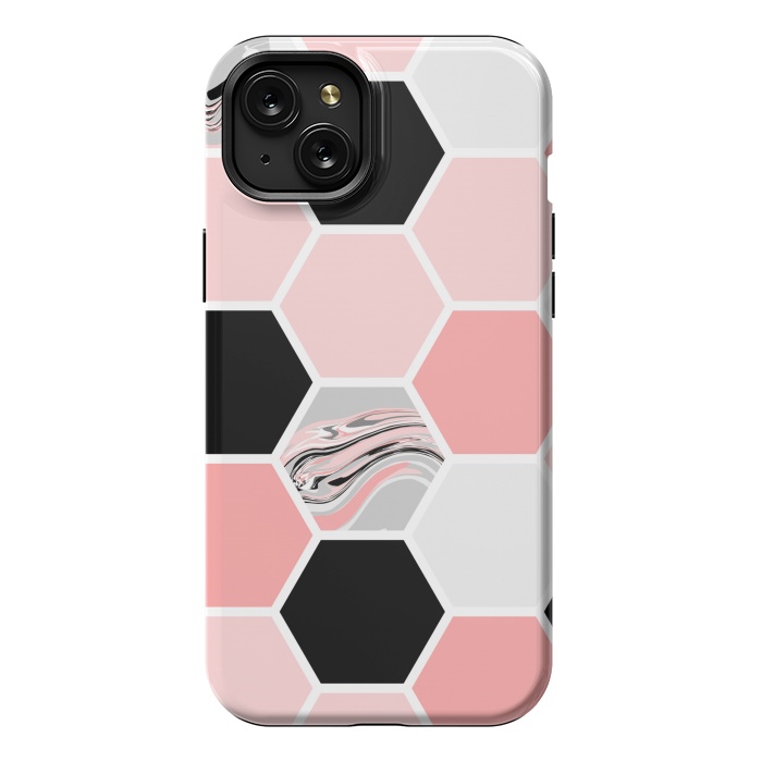 iPhone 15 Plus StrongFit Geometric Stretch Pattern with Hexagonal by ArtsCase