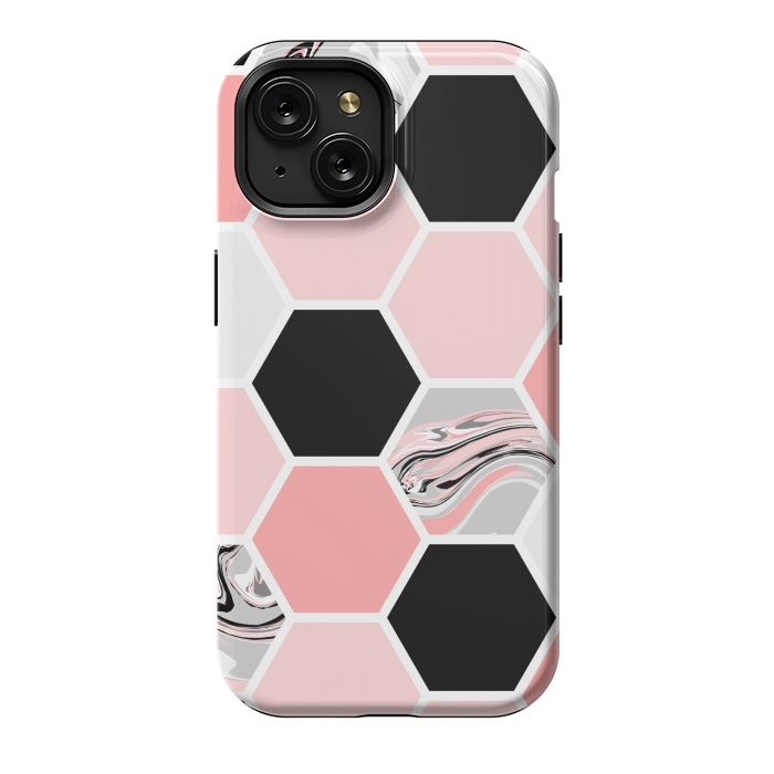 iPhone 15 StrongFit Geometric Stretch Pattern with Hexagonal by ArtsCase