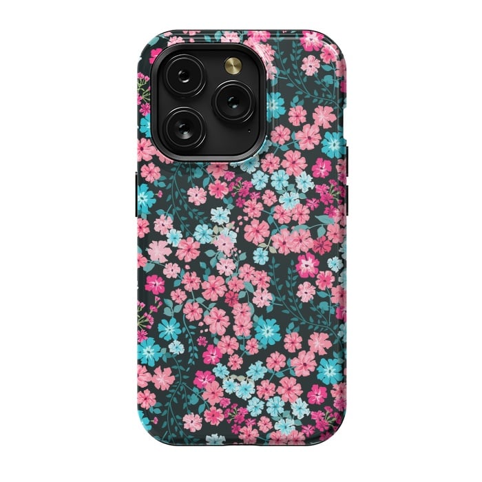 iPhone 15 Pro StrongFit Gorgeous Bright Pattern in Small Garden Flowers by ArtsCase