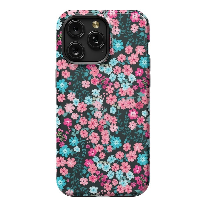 iPhone 15 Pro Max StrongFit Gorgeous Bright Pattern in Small Garden Flowers by ArtsCase
