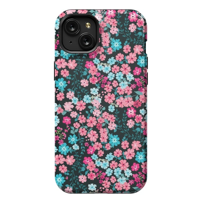 iPhone 15 Plus StrongFit Gorgeous Bright Pattern in Small Garden Flowers by ArtsCase