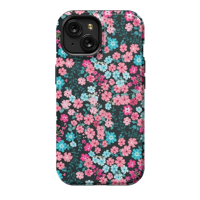 iPhone 15 StrongFit Gorgeous Bright Pattern in Small Garden Flowers by ArtsCase