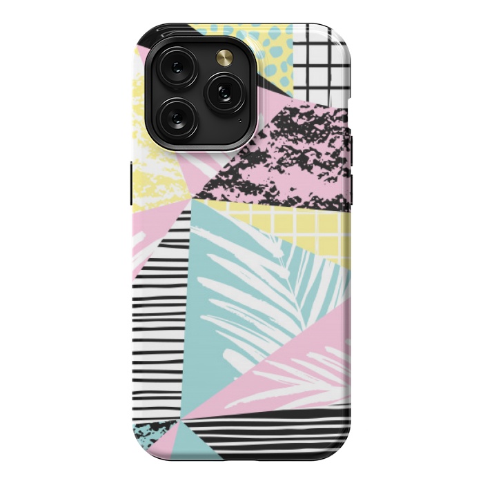 iPhone 15 Pro Max StrongFit tropical abstract pink pattern by MALLIKA