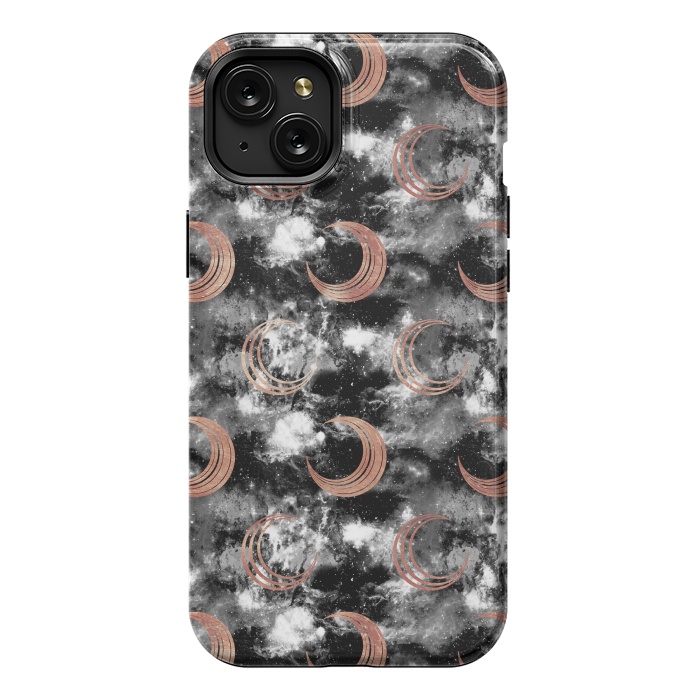iPhone 15 Plus StrongFit Copper moon on cloudy night sky by Oana 