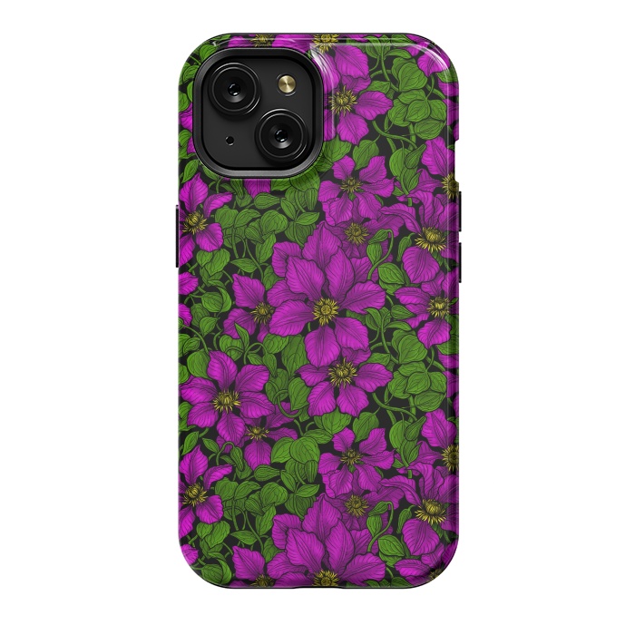 iPhone 15 StrongFit Pink Clematis vine by Katerina Kirilova