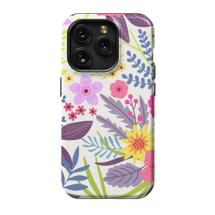 iPhone 15 Pro StrongFit Flowers with Purple Tones by ArtsCase