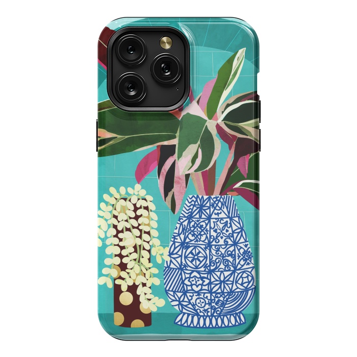 iPhone 15 Pro Max StrongFit Moroccan Shelfie | Tropical Teal Plants Botanical | Exotic Modern Bohemian Eclectic Décor  by Uma Prabhakar Gokhale