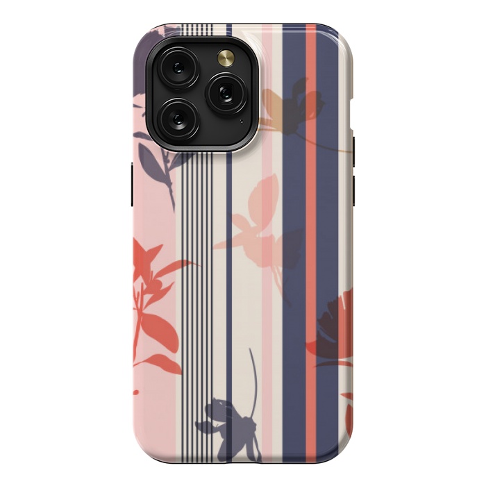 iPhone 15 Pro Max StrongFit stripes leaf floral pattern by MALLIKA