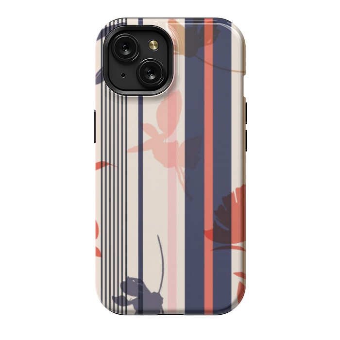 iPhone 15 StrongFit stripes leaf floral pattern by MALLIKA