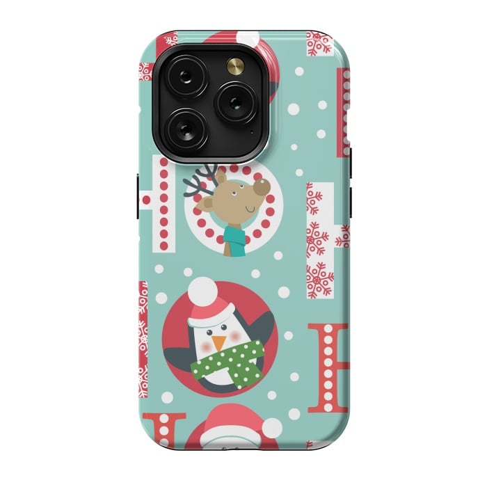 iPhone 15 Pro StrongFit Christmas Pattern with Santa Deer Penguin and Snowman by ArtsCase