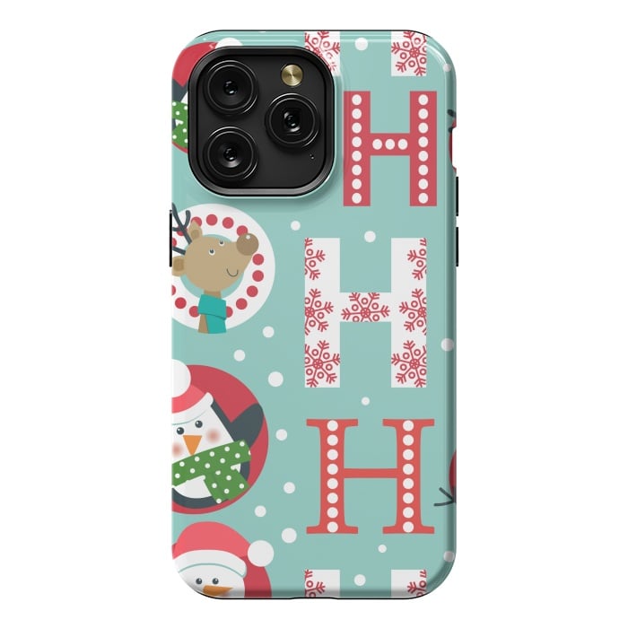 iPhone 15 Pro Max StrongFit Christmas Pattern with Santa Deer Penguin and Snowman by ArtsCase
