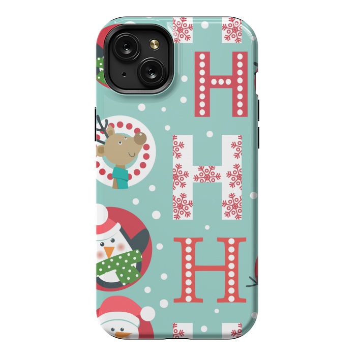 iPhone 15 Plus StrongFit Christmas Pattern with Santa Deer Penguin and Snowman by ArtsCase