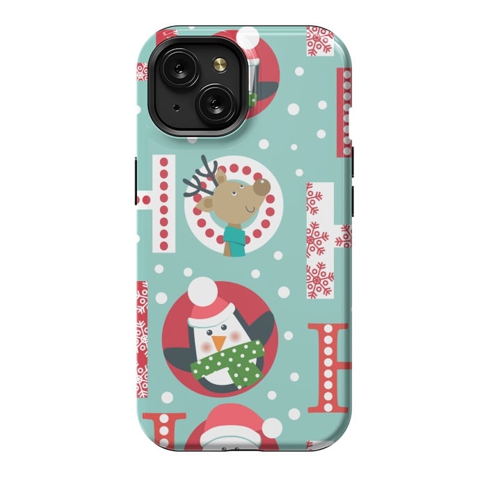 iPhone 15 StrongFit Christmas Pattern with Santa Deer Penguin and Snowman by ArtsCase
