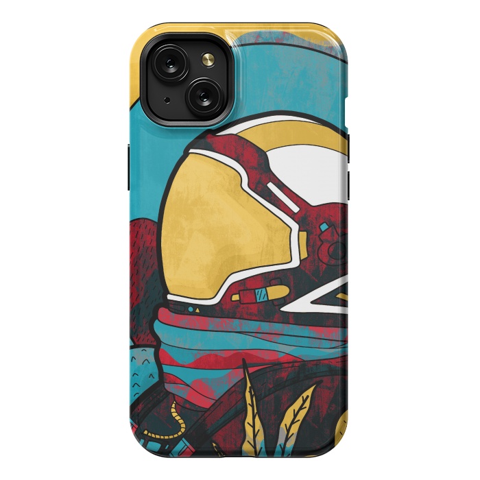 iPhone 15 Plus StrongFit The yellow astronaut explorer by Steve Wade (Swade)