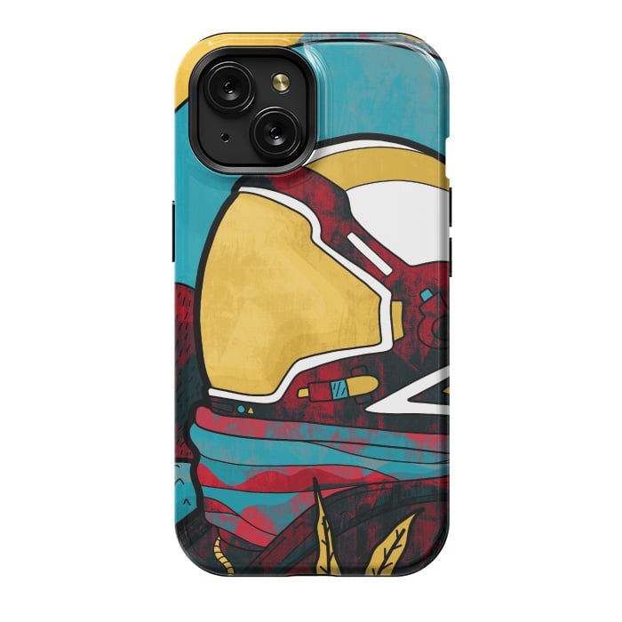 iPhone 15 StrongFit The yellow astronaut explorer by Steve Wade (Swade)