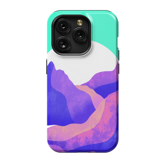 iPhone 15 Pro StrongFit Purple textured mountains by Steve Wade (Swade)