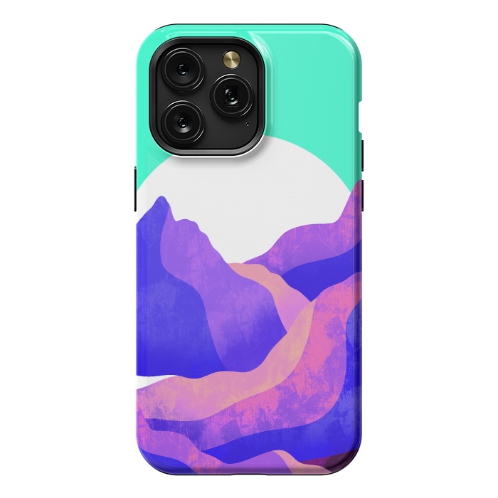 iPhone 15 Pro Max StrongFit Purple textured mountains by Steve Wade (Swade)