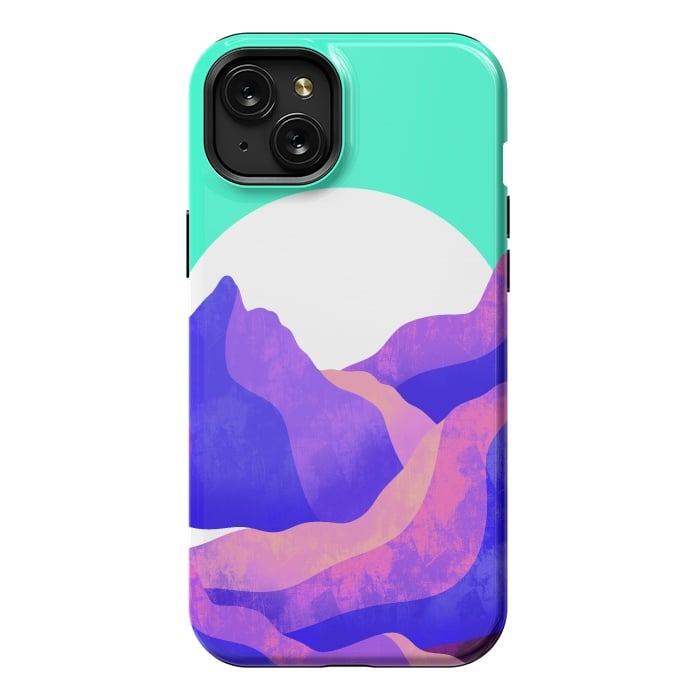 iPhone 15 Plus StrongFit Purple textured mountains by Steve Wade (Swade)