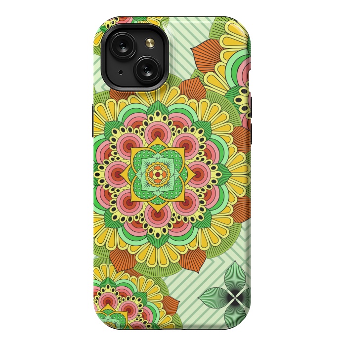 iPhone 15 Plus StrongFit Mandala African Zen Floral Ethnic Art Textile by ArtsCase