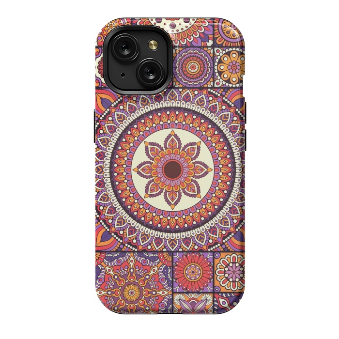 iPhone 15 StrongFit Mandala Pattern Design with Period Decorative Elements by ArtsCase