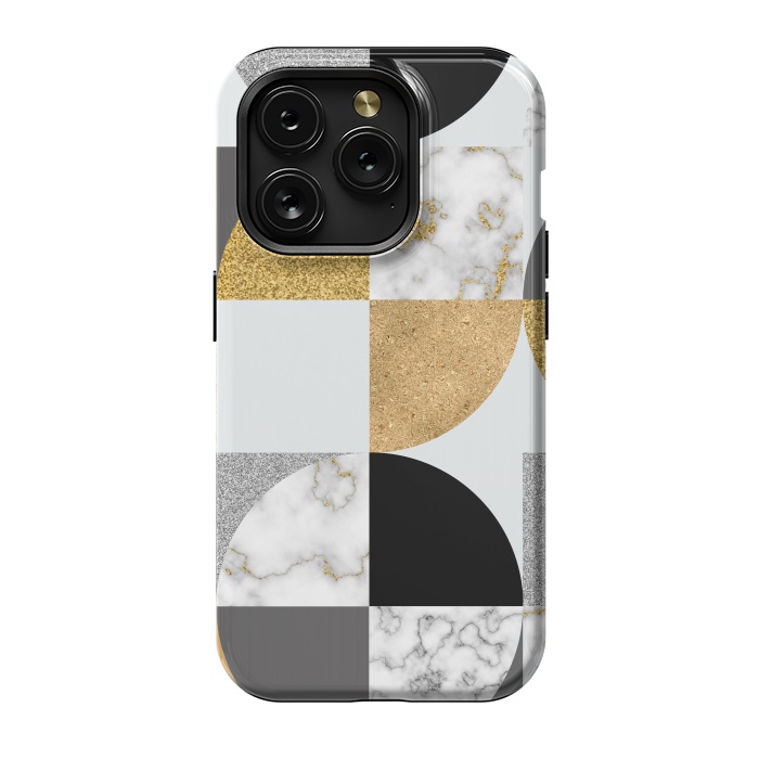 iPhone 15 Pro StrongFit Marble Geometric Pattern Semicircles by ArtsCase