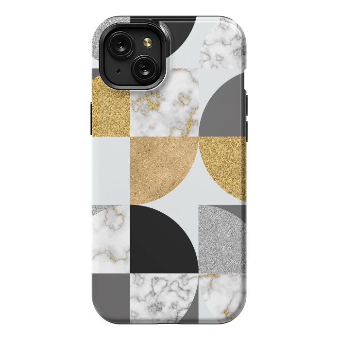 iPhone 15 Plus StrongFit Marble Geometric Pattern Semicircles by ArtsCase