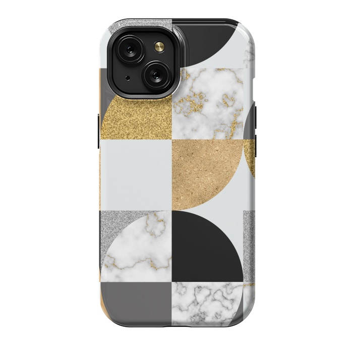 iPhone 15 StrongFit Marble Geometric Pattern Semicircles by ArtsCase