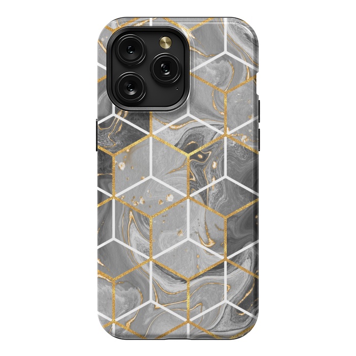 iPhone 15 Pro Max StrongFit Marble Hexagon by ArtsCase