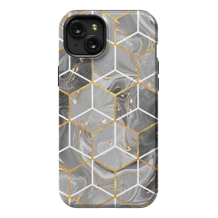 iPhone 15 Plus StrongFit Marble Hexagon by ArtsCase