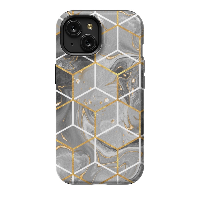 iPhone 15 StrongFit Marble Hexagon by ArtsCase